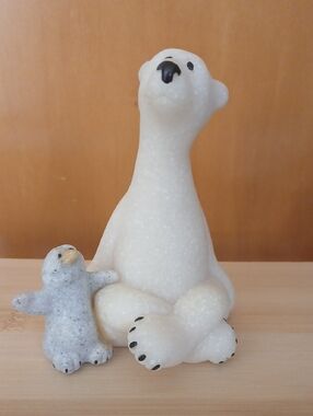 Quarry Critters Pashmina & Peep Polar Bear & Penguin Figurine 2002 Second Nature